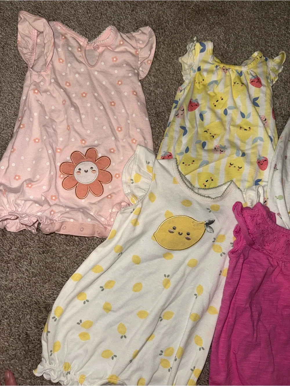 Baby Girls Mixed Summer Rompers - Pink, Yellow, White